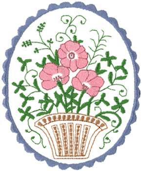 Basket Bouquet Machine Embroidery Design