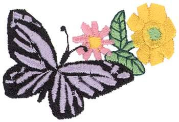 Butterfly & Flowers Machine Embroidery Design