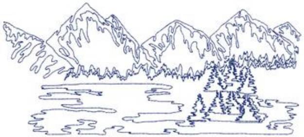 Picture of Mountains & Lake Machine Embroidery Design