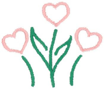Heart Flowers Machine Embroidery Design