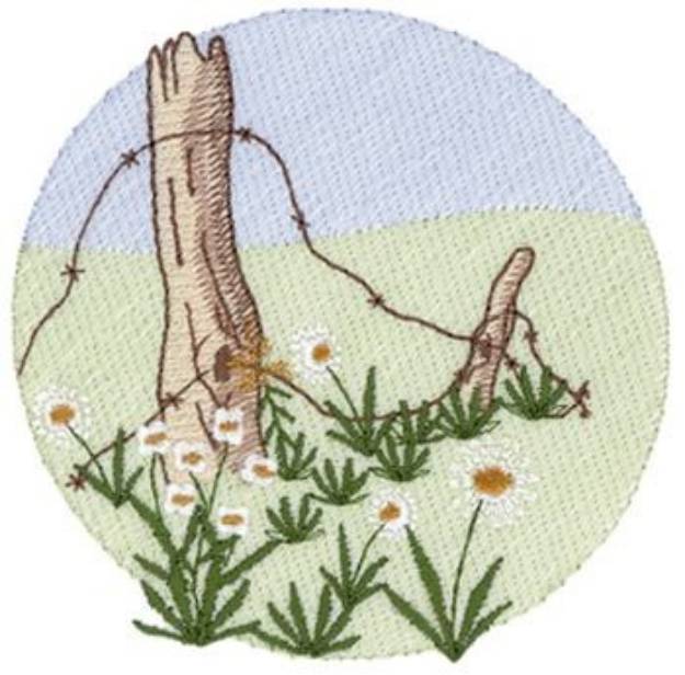 Picture of Flowers & Fence Machine Embroidery Design