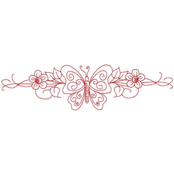 Butterfly W/flowers Machine Embroidery Design