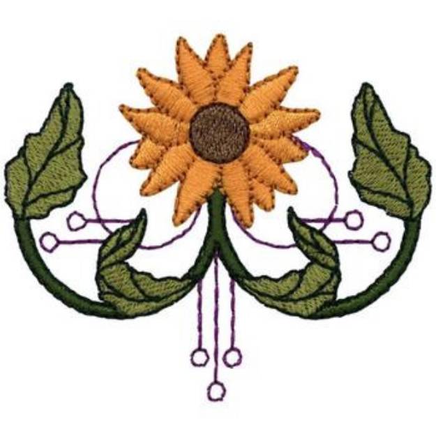 Picture of Sunflower Art Nouveau Machine Embroidery Design
