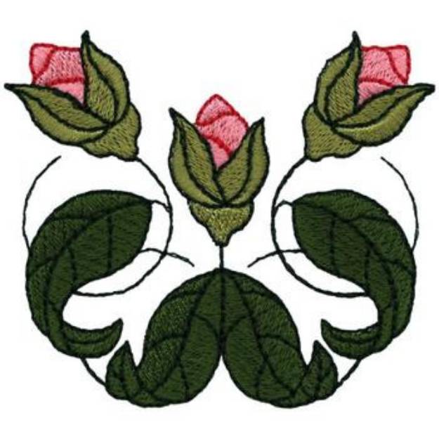 Picture of Rosebuds Art Nouveau Machine Embroidery Design