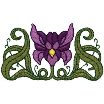 Iris Art Nouveau Machine Embroidery Design