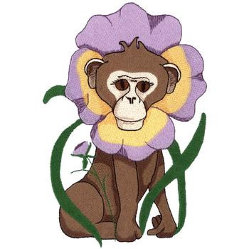 Chimp- Pansy Machine Embroidery Design
