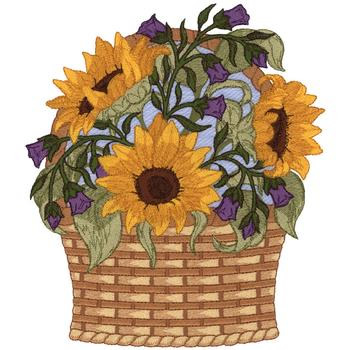 Sunflowers In Basket Machine Embroidery Design