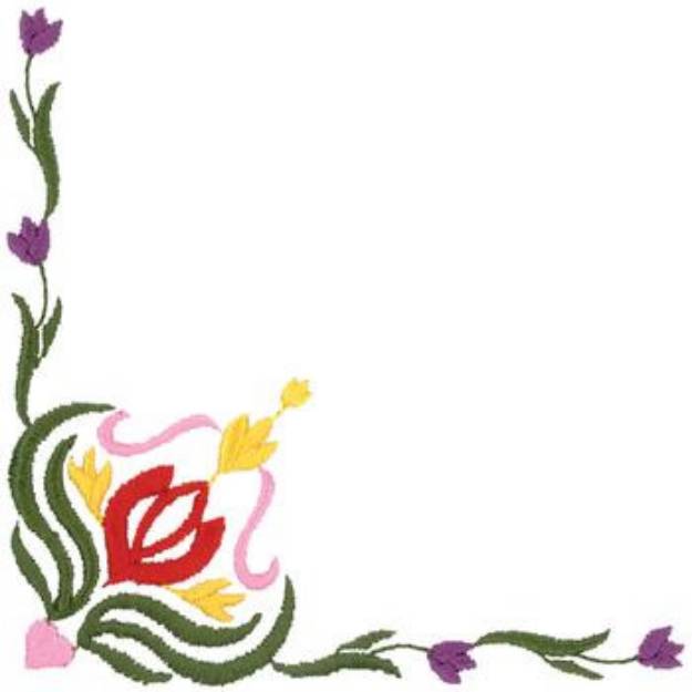 Picture of Tulip Corner Machine Embroidery Design