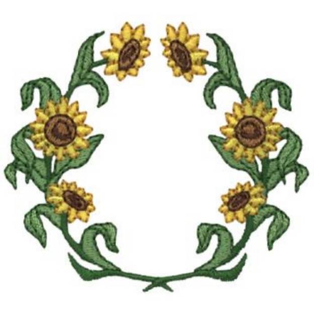 Picture of Sunflower Wreath Machine Embroidery Design