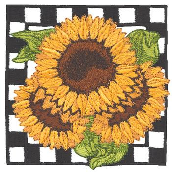 Sunflowers W/ Checkerboard Machine Embroidery Design