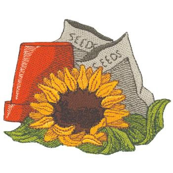 Sunflower W/ Seeds Machine Embroidery Design