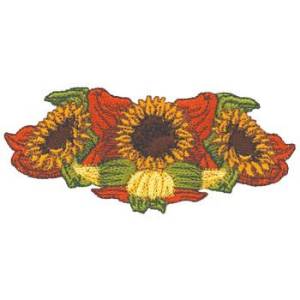 Picture of Sunflowers & Leaves Machine Embroidery Design