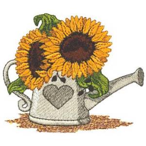 Picture of Sunflowers In Watering Can Machine Embroidery Design