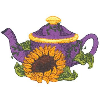 Sunflower W/ Teapot Machine Embroidery Design