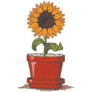 Picture of Sunflower In Pot Machine Embroidery Design