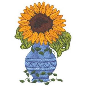 Picture of Sunflower In Vase Machine Embroidery Design
