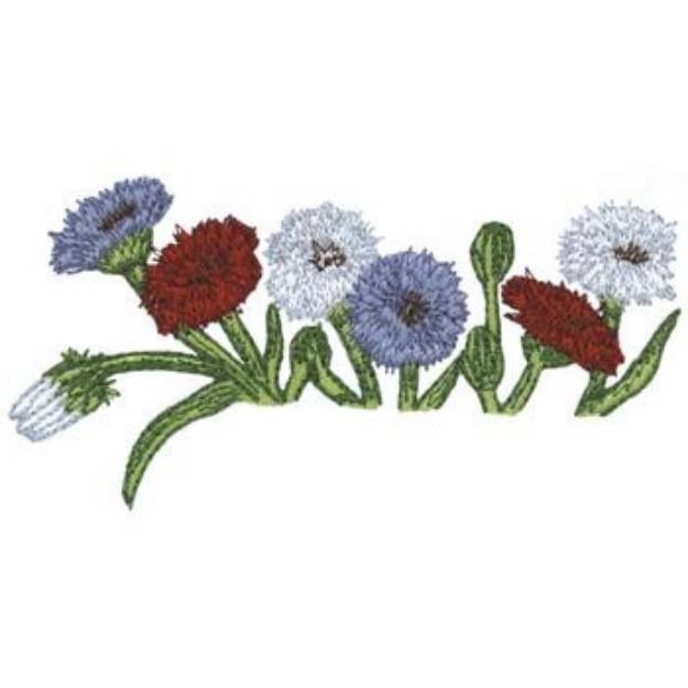 Picture of Bachelor Buttons Machine Embroidery Design