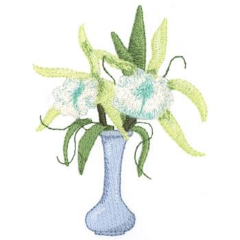 Orchids In A Vase Machine Embroidery Design