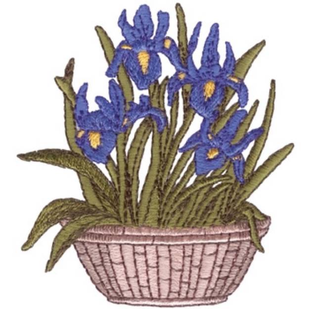 Picture of Iris In Pot Machine Embroidery Design