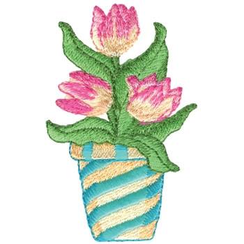 Tulips In Pot Machine Embroidery Design