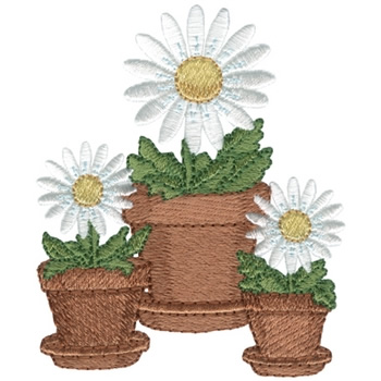 Daisies In Pot Machine Embroidery Design