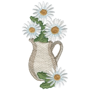 Pitcher Of Daisies Machine Embroidery Design