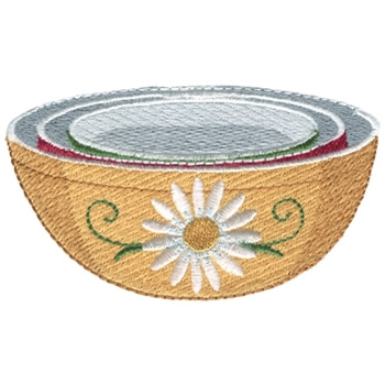 Daisy Nesting Bowls Machine Embroidery Design