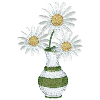 Daisies In Vase Machine Embroidery Design