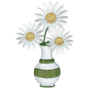 Picture of Daisies In Vase Machine Embroidery Design