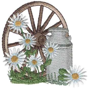 Daisies and Wheel Machine Embroidery Design