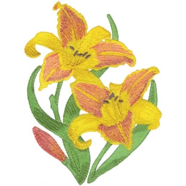 Picture of Day Lilies Machine Embroidery Design