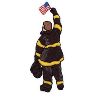 Picture of Fireman W/ Flag Machine Embroidery Design