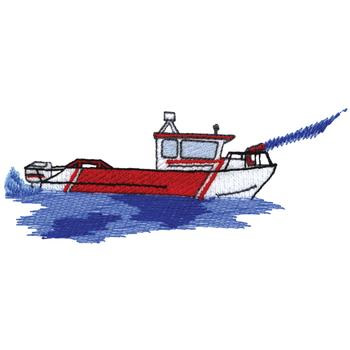 Fire Rescue Boat Machine Embroidery Design