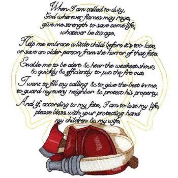 Picture of Firemans Prayer Machine Embroidery Design
