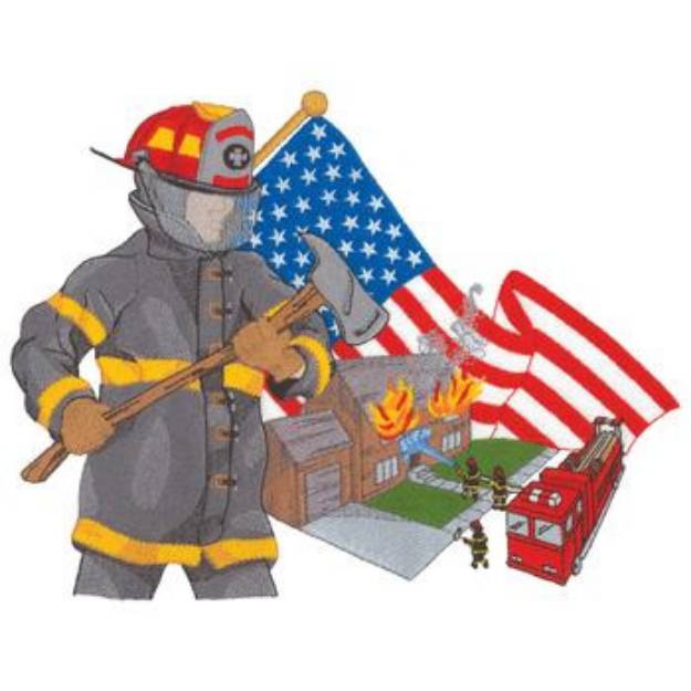 Picture of American Fireman Machine Embroidery Design