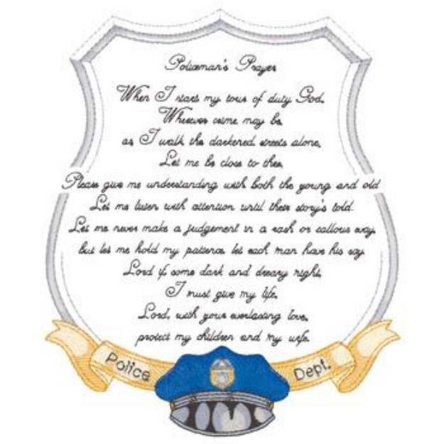 Picture of Policemans Prayer Machine Embroidery Design