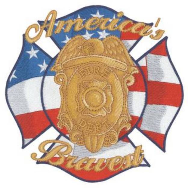 Picture of Americas Bravest Firefighter Machine Embroidery Design