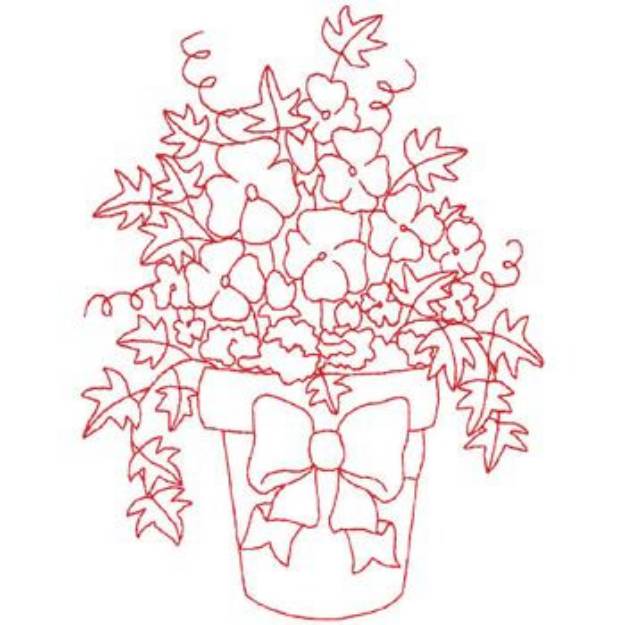 Picture of Flower Pot Machine Embroidery Design