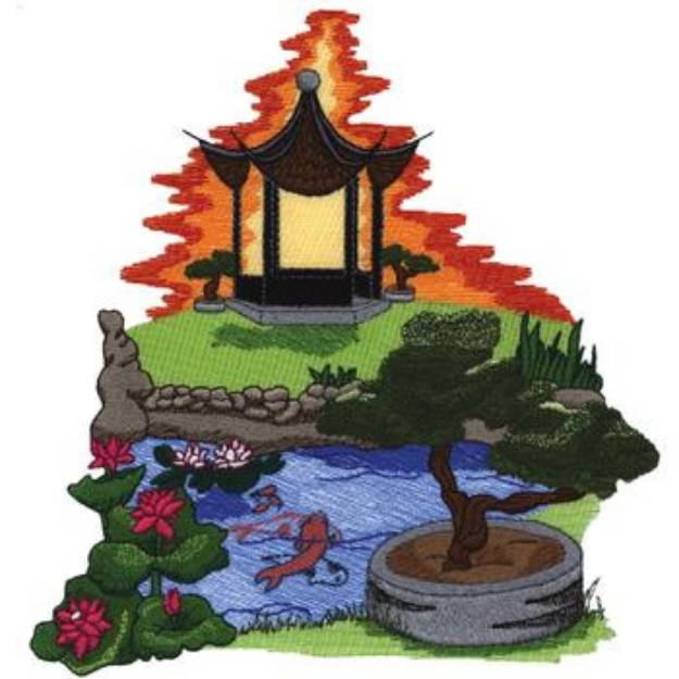 Picture of Water Garden Machine Embroidery Design