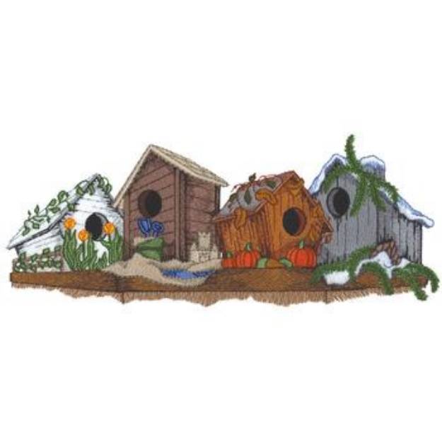 Picture of Birdhouses Machine Embroidery Design