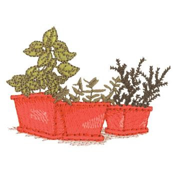 Pots With Herbs Machine Embroidery Design