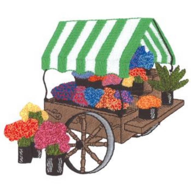 Picture of Flower Cart Machine Embroidery Design