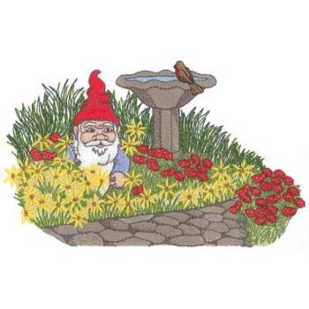 Picture of Flower Garden Gnome Machine Embroidery Design
