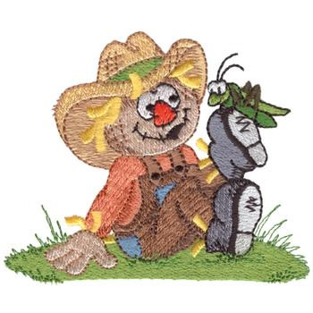 Scarecrow W/ Grasshopper Machine Embroidery Design