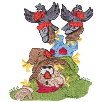 Scarecrow and Crows Machine Embroidery Design