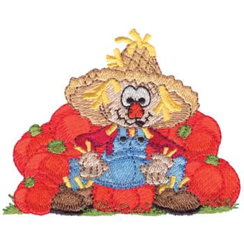 Scarecrow W/ Pumpkins Machine Embroidery Design