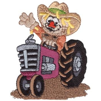 Scarecrow On Tractor Machine Embroidery Design