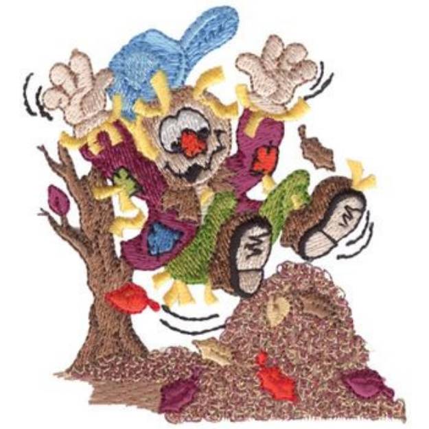 Picture of Scarecrow and Leaves Machine Embroidery Design