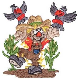 Picture of Scarecrow Chasing Crows Machine Embroidery Design