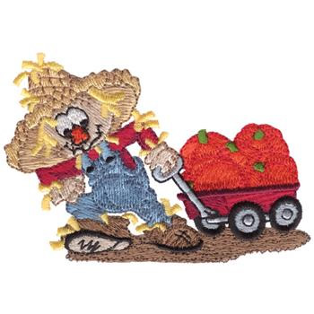 Scarecrow Pulling Wagon Machine Embroidery Design